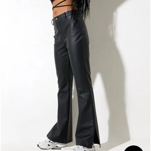 Motel Rocks Zolen Flare Split Hem Faux Leather Pants